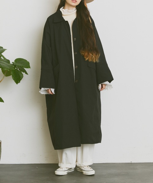 Libra Cue（リブラ キュー）の「オーバールーズステンカラーコート（ステンカラーコート・レディース・ブラック/ベージュ・FREE）」の12枚目の写真