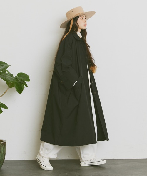 Libra Cue（リブラ キュー）の「オーバールーズステンカラーコート（ステンカラーコート・レディース・ブラック/ベージュ・FREE）」の3枚目の写真