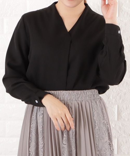 Lace Ladies(レースレディース)の「Vネックシフォンブラウス(シャツ/ブラウス・レディース・ブラック/ピンク/ホワイト/グレー/ネイビー・XL/M/L/S)」の15枚目の写真