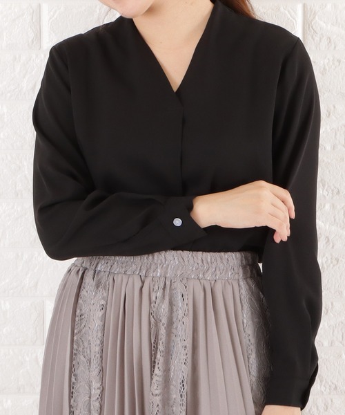 Lace Ladies(レースレディース)の「Vネックシフォンブラウス(シャツ/ブラウス・レディース・ブラック/ピンク/ホワイト/グレー/ネイビー・XL/M/L/S)」の16枚目の写真