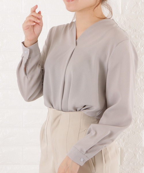 Lace Ladies(レースレディース)の「Vネックシフォンブラウス(シャツ/ブラウス・レディース・ブラック/ピンク/ホワイト/グレー/ネイビー・XL/M/L/S)」の22枚目の写真