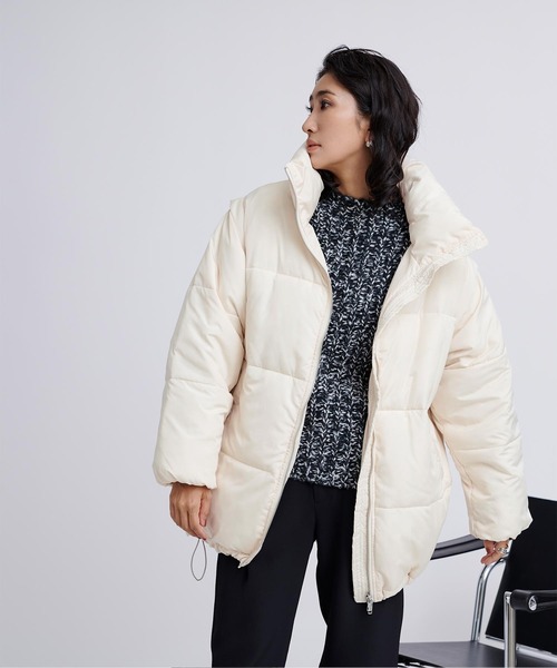 UR'S(ユアーズ)の「2wayファイバーダウンブルゾン(ブルゾン・レディース・アイボリー/ブラック・M)」の8枚目の写真