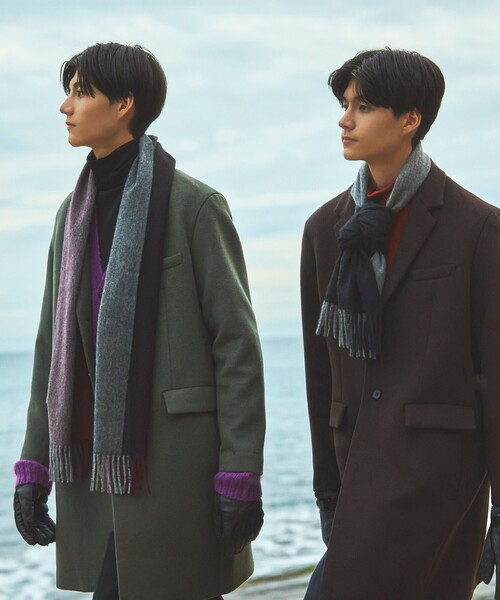 tk.TAKEO KIKUCHI（ティーケータケオキクチ）の「◆ピュアカシミヤセパレートマフラー（マフラー・メンズ・ブラック系4/アイボリー系4/ネイビー系4/ワイン系1/ダークグリーン系4・00）」の21枚目の写真