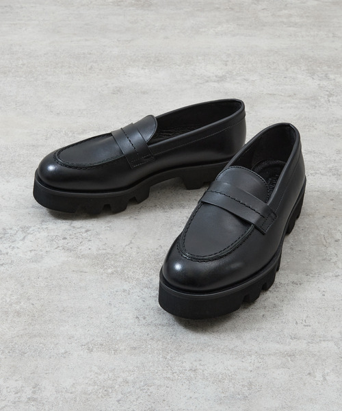 PADRONE(パドローネ)の「PADRONE パドローネ / LOAFERS with Chunky sole ローファー(チャンキーソール) トラックソール / PU8759-2304(ローファー・メンズ・ブラック・41/40/42)」の2枚目の写真