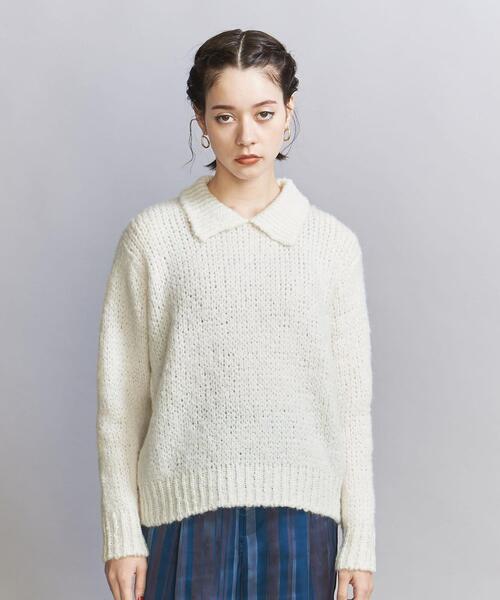 TRICOTS JEAN MARC（トリコットジーンマルク） ボーダー ニットプルオーバー / ポロニット レディース 長袖 襟付き 柄 TRICOTS JEAN MARC MARC（トリコットジーンマルク） ボーダー