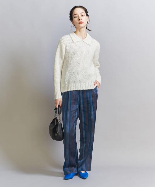 TRICOTS JEAN MARC（トリコットジーンマルク） ボーダー ニットプルオーバー / ポロニット レディース 長袖 襟付き 柄 TRICOTS JEAN MARC MARC（トリコットジーンマルク） ボーダー