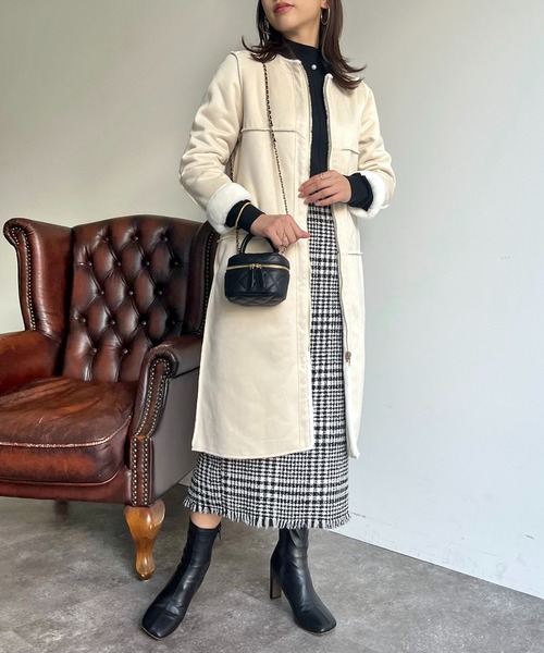 prose verse(プロズヴェール)の「リバーシブルムートン×ファーコート(ムートンコート・レディース・グレー/オフホワイト/ベージュ・フリ-)」の2枚目の写真