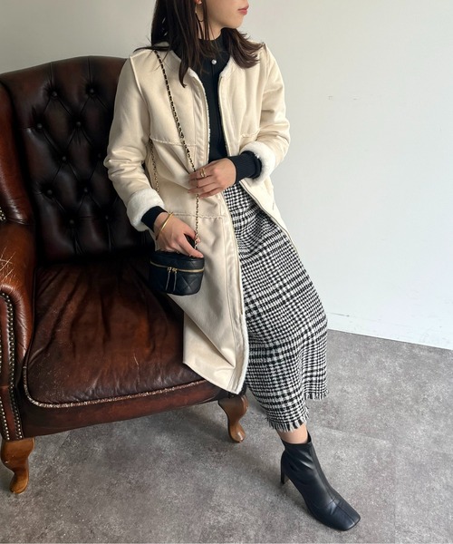 prose verse(プロズヴェール)の「リバーシブルムートン×ファーコート(ムートンコート・レディース・グレー/オフホワイト/ベージュ・フリ-)」の6枚目の写真