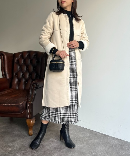 prose verse(プロズヴェール)の「リバーシブルムートン×ファーコート(ムートンコート・レディース・グレー/オフホワイト/ベージュ・フリ-)」の7枚目の写真