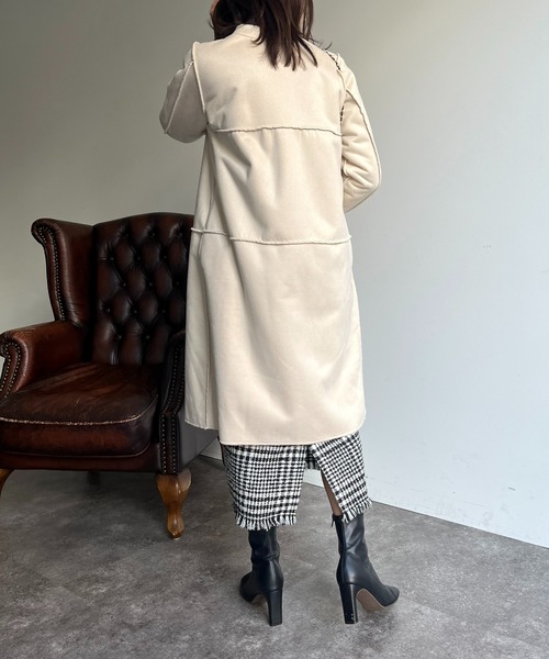 prose verse(プロズヴェール)の「リバーシブルムートン×ファーコート(ムートンコート・レディース・グレー/オフホワイト/ベージュ・フリ-)」の8枚目の写真