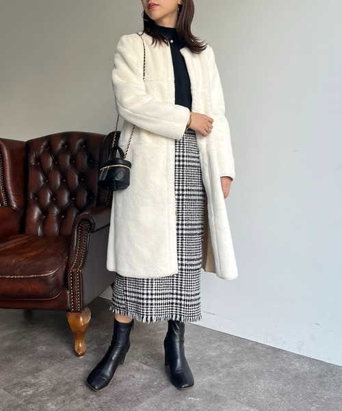 prose verse(プロズヴェール)の「リバーシブルムートン×ファーコート(ムートンコート・レディース・グレー/オフホワイト/ベージュ・フリ-)」の14枚目の写真