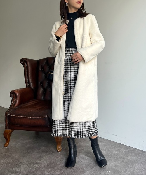 prose verse(プロズヴェール)の「リバーシブルムートン×ファーコート(ムートンコート・レディース・グレー/オフホワイト/ベージュ・フリ-)」の15枚目の写真