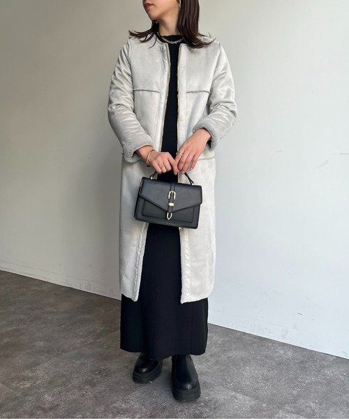 prose verse(プロズヴェール)の「リバーシブルムートン×ファーコート(ムートンコート・レディース・グレー/オフホワイト/ベージュ・フリ-)」の17枚目の写真