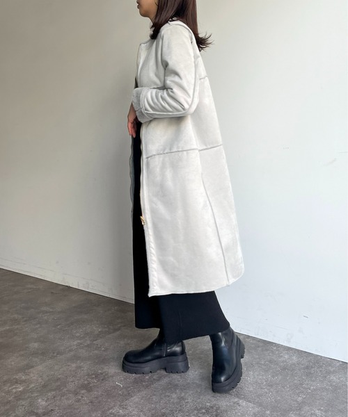 prose verse(プロズヴェール)の「リバーシブルムートン×ファーコート(ムートンコート・レディース・グレー/オフホワイト/ベージュ・フリ-)」の18枚目の写真