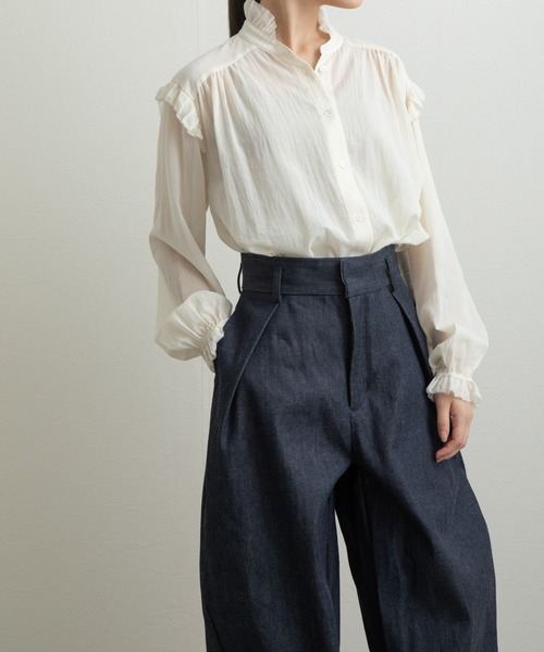 Liyoca（リヨカ）の「【Liyoca】デニムタックパンツ（デニムパンツ・レディース・ネイビー・36/38）」の11枚目の写真