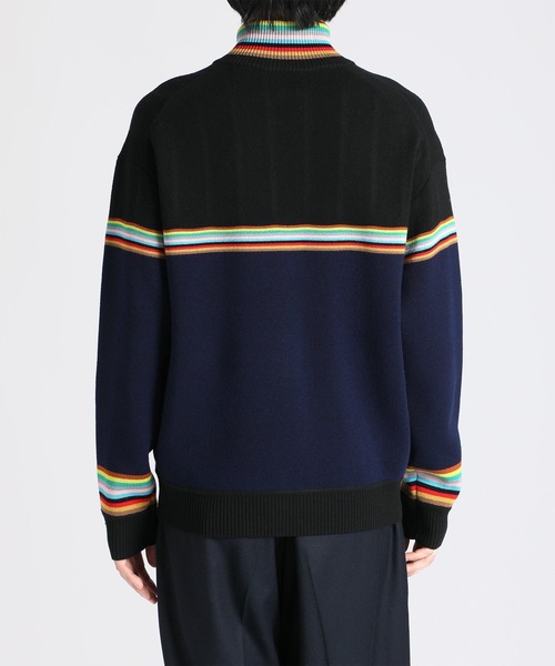 ポールスミス　23AW イタリア製　シグネチャーストライプ レイヤードニット ポールスミス 23AW イタリア製 シグネチャーストライプ