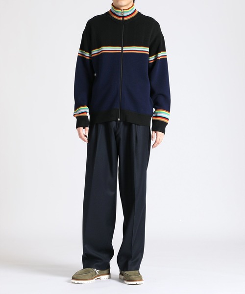 裏地ボールスミスストライプ入りPaul Smith ネイビー カーディガン M Paul Smith（ポールスミス）の「シグネチャーストライプ ジップ