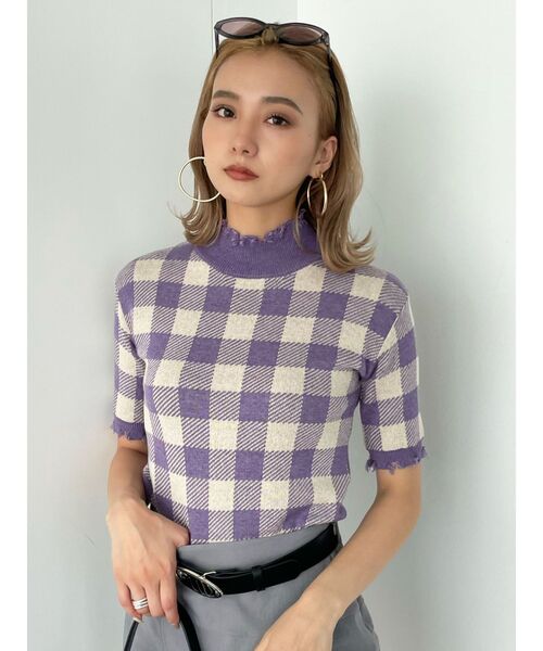 EMODA（エモダ）の「クラッシュショートリブニット（ニット/セーター・レディース・ベージュ/ピンク/その他/ブラック/ブルー・FREE）」の5枚目の写真