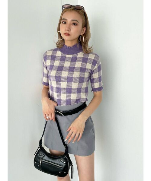 EMODA（エモダ）の「クラッシュショートリブニット（ニット/セーター・レディース・ベージュ/ピンク/その他/ブラック/ブルー・FREE）」の9枚目の写真