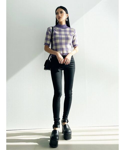 EMODA（エモダ）の「クラッシュショートリブニット（ニット/セーター・レディース・ベージュ/ピンク/その他/ブラック/ブルー・FREE）」の11枚目の写真