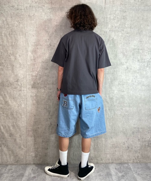 THRASHER(スラッシャー)の「【ムラサキスポーツ別注】THRASHER/スラッシャー ワンポイントロゴTシャツ 刺繍ロゴ/オーバーサイズ クルーネックTシャツ/THMM-002 FLAME(Tシャツ/カットソー・メンズ・グリーン系その他/ブルー系その他/ブラック×イエロー/ホワイト×パープル・M/L/XL)」の6枚目の写真
