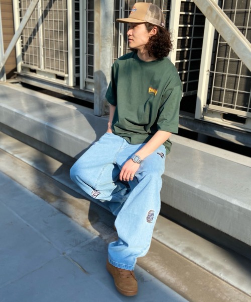 THRASHER(スラッシャー)の「【ムラサキスポーツ別注】THRASHER/スラッシャー ワンポイントロゴTシャツ 刺繍ロゴ/オーバーサイズ クルーネックTシャツ/THMM-002 FLAME(Tシャツ/カットソー・メンズ・グリーン系その他/ブルー系その他/ブラック×イエロー/ホワイト×パープル・M/L/XL)」の10枚目の写真