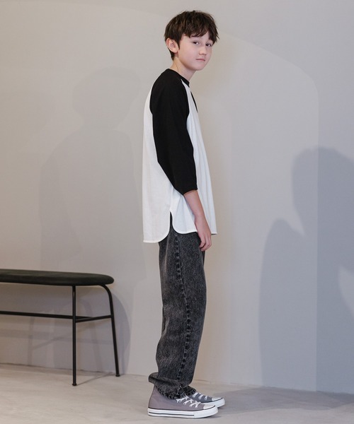 GLOBAL WORK（グローバルワーク）の「大人見えデニムパンツ/AND YUA ANY/162731（デニムパンツ・キッズ・ライトブルー/ブラック・160cm/150cm）」の6枚目の写真