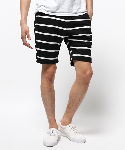 SUPERTHANKS（スーパーサンクス）の「SUPER THANKS(スーパー･サンクス) ボーダーショーツ（その他パンツ・メンズ・ホワイト/ブラック・MEDIUM/SMALL/LARGE）」の2枚目の写真