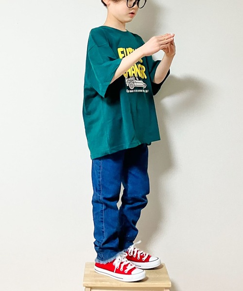 CIAOPANIC TYPY（チャオパニックティピー）の「【KIDS】裾スリットデニムフリンジレギパン（デニムパンツ・キッズ・ネイビー/ブラック・S/M/L/XL/XXL）」の21枚目の写真