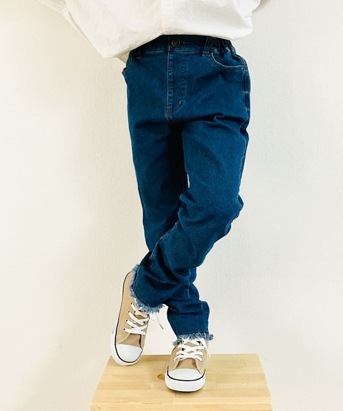CIAOPANIC TYPY（チャオパニックティピー）の「【KIDS】裾スリットデニムフリンジレギパン（デニムパンツ・キッズ・ネイビー/ブラック・S/M/L/XL/XXL）」の22枚目の写真