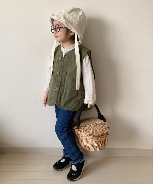 CIAOPANIC TYPY（チャオパニックティピー）の「【KIDS】裾スリットデニムフリンジレギパン（デニムパンツ・キッズ・ネイビー/ブラック・S/M/L/XL/XXL）」の16枚目の写真