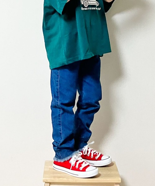 CIAOPANIC TYPY（チャオパニックティピー）の「【KIDS】裾スリットデニムフリンジレギパン（デニムパンツ・キッズ・ネイビー/ブラック・S/M/L/XL/XXL）」の18枚目の写真