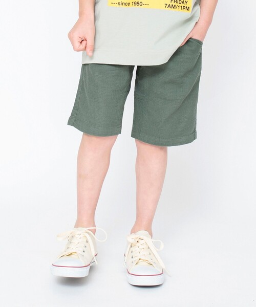 BRANSHES(ブランシェス)の「【綿100%】パナマ織りハーフパンツ(その他パンツ・キッズ・イエロー/ブルーグレー/ブラック/ネイビー/グリーン/サックスブルー/チャコールグレー/カーキオリーブ/フューシャピンク/ピンク/ライム/その他/オレンジ・90/110/100/130/150/140/160/120)」の6枚目の写真