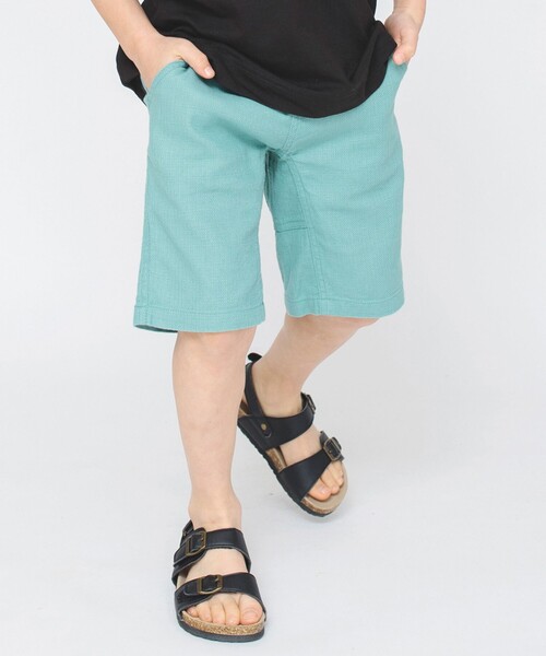 BRANSHES(ブランシェス)の「【綿100%】パナマ織りハーフパンツ(その他パンツ・キッズ・イエロー/ブルーグレー/ブラック/ネイビー/グリーン/サックスブルー/チャコールグレー/カーキオリーブ/フューシャピンク/ピンク/ライム/その他/オレンジ・90/110/100/130/150/140/160/120)」の3枚目の写真