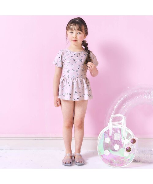 apres les cours（アプレレクール）の「【UVカット】ナチュラル花柄バックリボンワンピース水着（水着・キッズ・ピンク/ミント・130/100/90/80/140/120/110）」の6枚目の写真