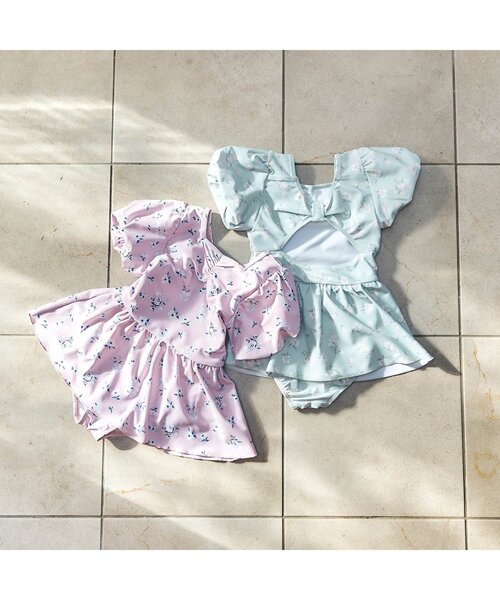 apres les cours（アプレレクール）の「【UVカット】ナチュラル花柄バックリボンワンピース水着（水着・キッズ・ピンク/ミント・130/100/90/80/140/120/110）」の7枚目の写真
