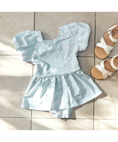 apres les cours（アプレレクール）の「【UVカット】ナチュラル花柄バックリボンワンピース水着（水着・キッズ・ピンク/ミント・130/100/90/80/140/120/110）」の8枚目の写真