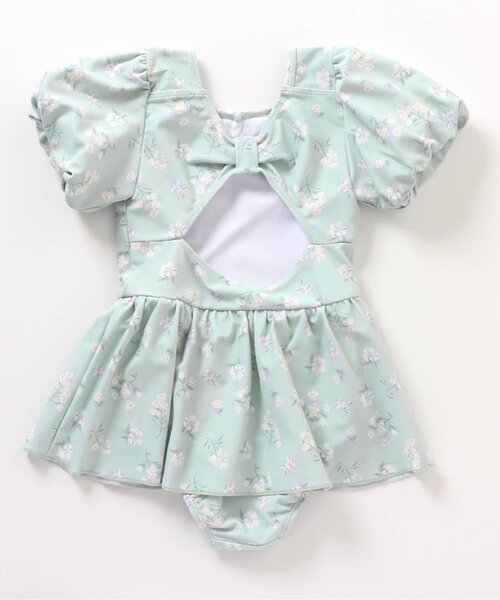 apres les cours（アプレレクール）の「【UVカット】ナチュラル花柄バックリボンワンピース水着（水着・キッズ・ピンク/ミント・130/100/90/80/140/120/110）」の14枚目の写真