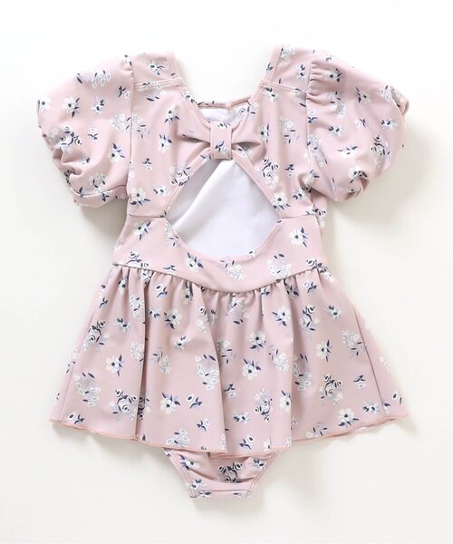 apres les cours（アプレレクール）の「【UVカット】ナチュラル花柄バックリボンワンピース水着（水着・キッズ・ピンク/ミント・130/100/90/80/140/120/110）」の15枚目の写真