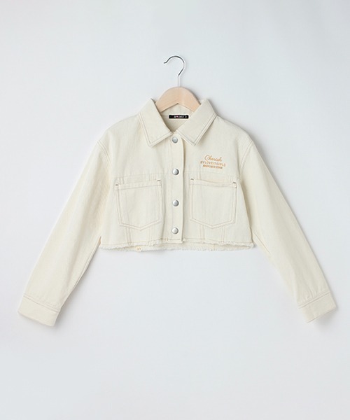 by LOVEiT（バイラビット）の「ツイル短丈Gジャン（デニムジャケット・キッズ・ピンク/グリーン/アイボリー・130cm/140cm/160cm/120cm/150cm）」の2枚目の写真