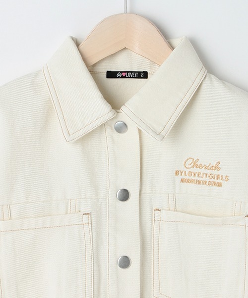 by LOVEiT（バイラビット）の「ツイル短丈Gジャン（デニムジャケット・キッズ・ピンク/グリーン/アイボリー・130cm/140cm/160cm/120cm/150cm）」の15枚目の写真