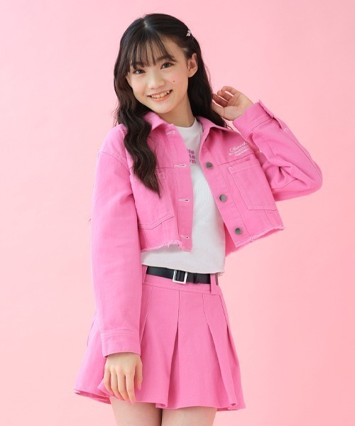 by LOVEiT（バイラビット）の「ツイル短丈Gジャン（デニムジャケット・キッズ・ピンク/グリーン/アイボリー・130cm/140cm/160cm/120cm/150cm）」の8枚目の写真