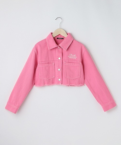 by LOVEiT（バイラビット）の「ツイル短丈Gジャン（デニムジャケット・キッズ・ピンク/グリーン/アイボリー・130cm/140cm/160cm/120cm/150cm）」の6枚目の写真