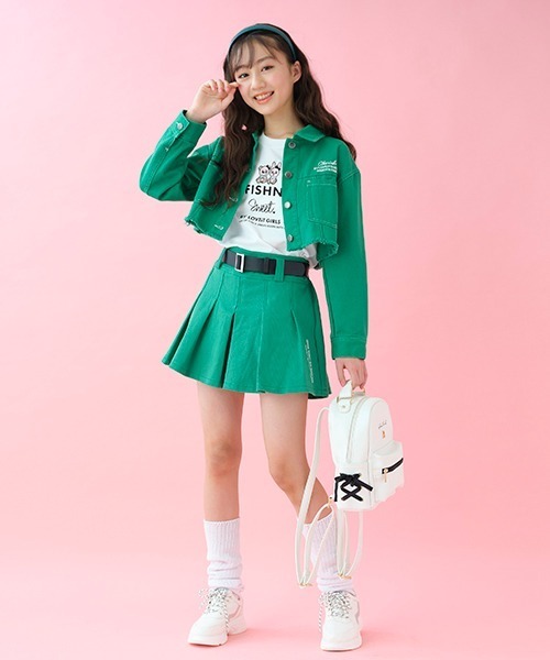 by LOVEiT（バイラビット）の「ツイル短丈Gジャン（デニムジャケット・キッズ・ピンク/グリーン/アイボリー・130cm/140cm/160cm/120cm/150cm）」の10枚目の写真