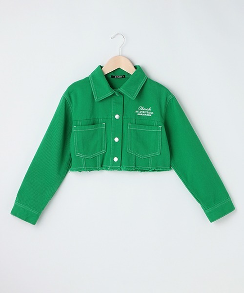 by LOVEiT（バイラビット）の「ツイル短丈Gジャン（デニムジャケット・キッズ・ピンク/グリーン/アイボリー・130cm/140cm/160cm/120cm/150cm）」の12枚目の写真
