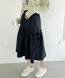 【23S/S】サイドリボンふくれジャガードフレアスカート
