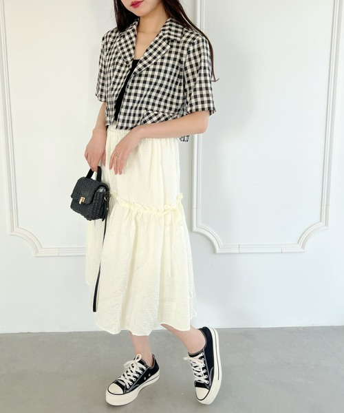 Loueme（ルエム）の「【23S/S】サイドリボンふくれジャガードフレアスカート（スカート・レディース・ホワイト/アイボリー/ブラック・FREE）」の20枚目の写真