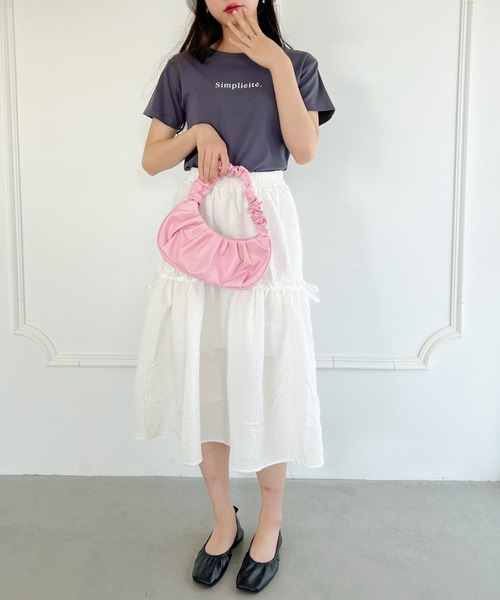 Loueme（ルエム）の「【23S/S】サイドリボンふくれジャガードフレアスカート（スカート・レディース・ホワイト/アイボリー/ブラック・FREE）」の14枚目の写真
