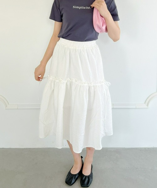 Loueme（ルエム）の「【23S/S】サイドリボンふくれジャガードフレアスカート（スカート・レディース・ホワイト/アイボリー/ブラック・FREE）」の11枚目の写真