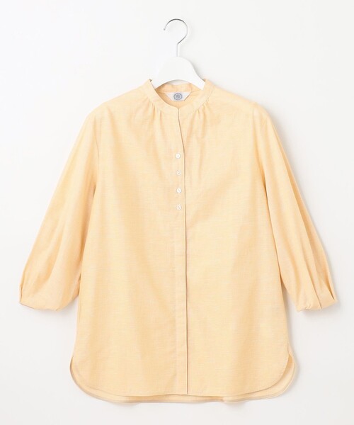 J.PRESS Ladies（J.プレス レディス）の「【洗える・吸水】 BEZピンチェック スタンドカラー ブラウス（シャツ/ブラウス・レディース・ネイビー系3/イエロー系3/サックスブルー系3・XS）」の7枚目の写真